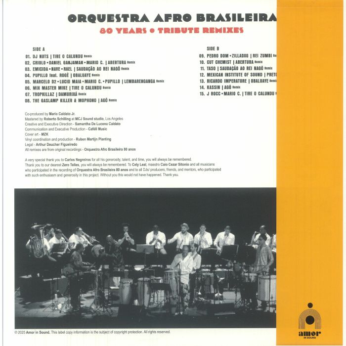 Orquestra Afro Brasileira – 80 Years Tribute Remixes (LP, Amor In Sound, 2025) Back Cover
