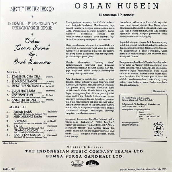 Oslan Husein – Oslan Husein (LP, Irama, 2025) Back Cover