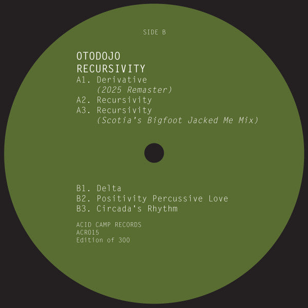 Otodojo – Recursivity (12", Acid Camp Records, 2025) Back Cover