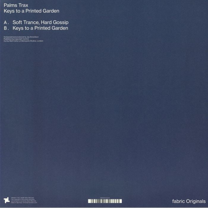 Palms Trax – Keys To A Printed Garden (12", fabric Originals, 2026) Back Cover