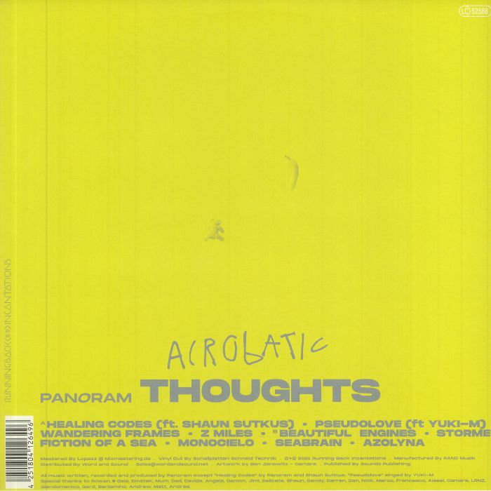 Panoram – Acrobatic Thoughts (LP, Running Back Incantations, 2022) Back Cover