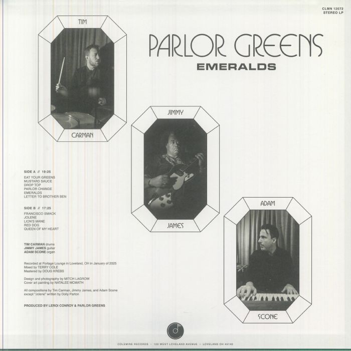 Parlor Greens – Emeralds (LP, Gold, Colemine Records, 2026) Back Cover