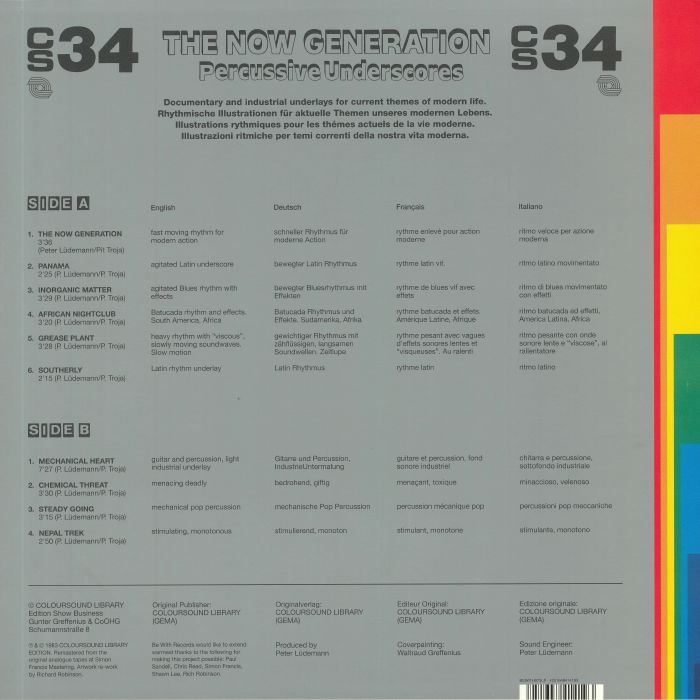 Peter Lüdemann / Pit Troja – The Now Generation (Percussive Underscores) (LP, 140g, Be With Records, 2019) Back Cover