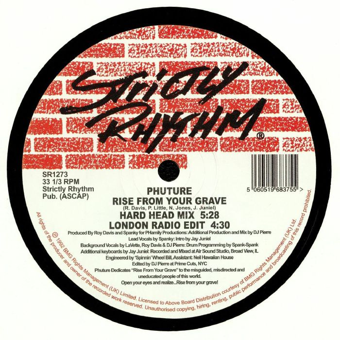 Phuture – Rise From Your Grave (12", Strictly Rhythm, 2025) back cover
