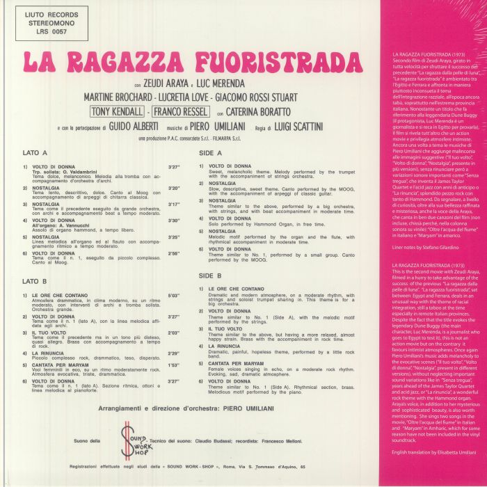 Piero Umiliani – La Ragazza Fuoristrada (LP, Schema, 2021) back cover