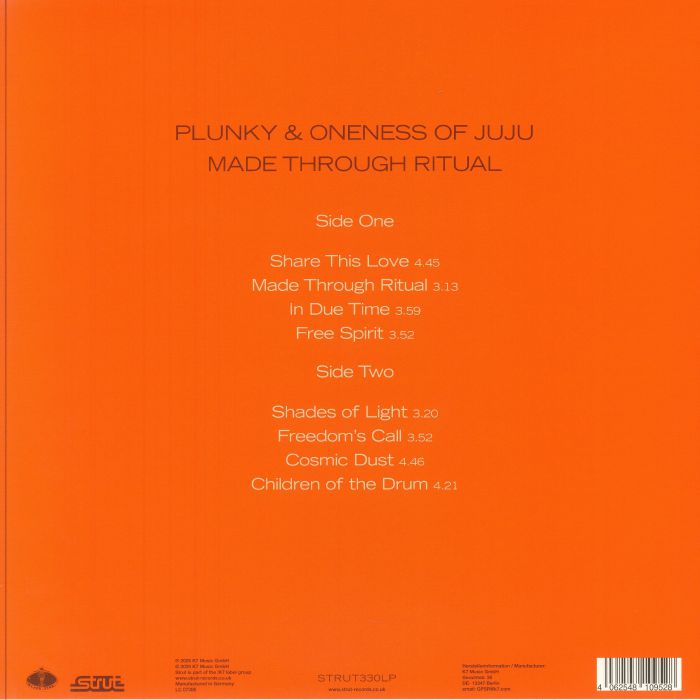 Plunky & Oneness – Made Through Ritual (LP, Strut, 2025) Back Cover