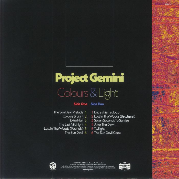 Project Gemini – Colours And Light (LP, Magenta, Mr Bongo, 2024) Back Cover