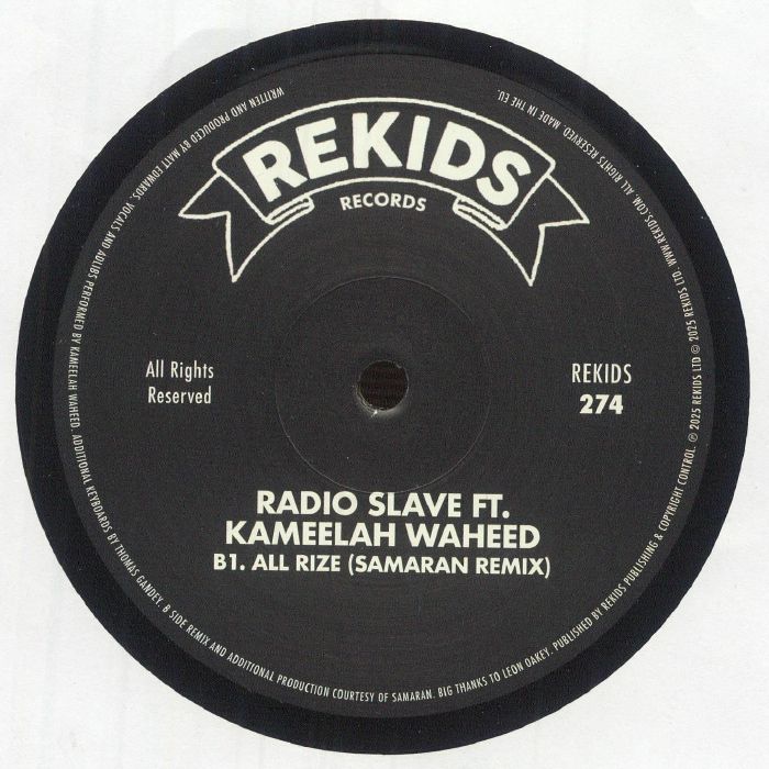 Radio Slave Kameelah Waheed – All Rize (Remixes) (12", REKIDS, 2025) Back Cover