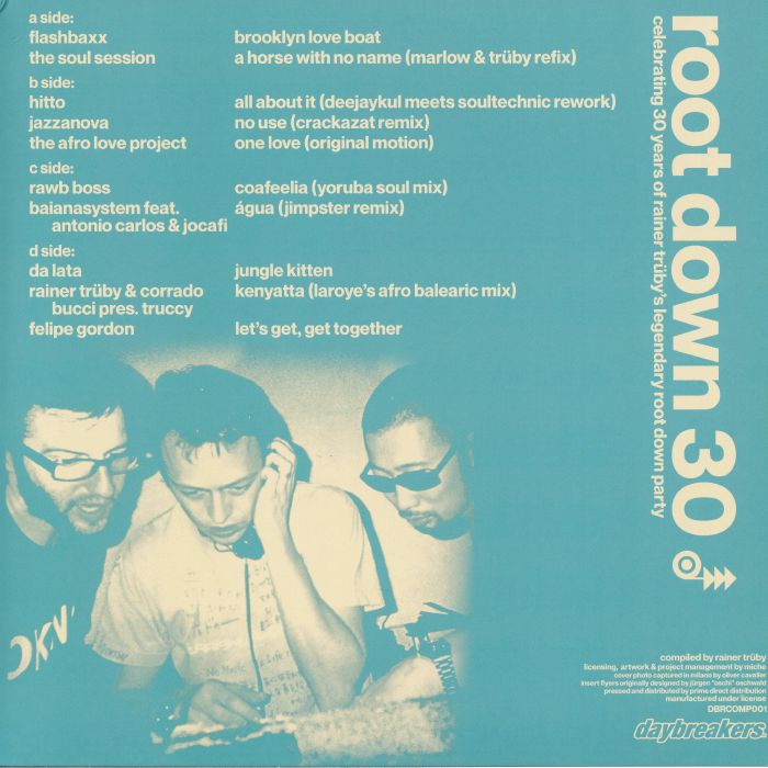 Rainer Trüby – Root Down 30 (Celebrating 30 Years Of Rainer Trüby's Legendary Root Down Party) (2xLP, Daybreakers, 2026) Back Cover