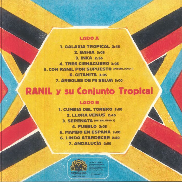 Ranil Y Su Conjunto Tropical – Galaxia Tropical (LP, Analog Africa, 2026) Back Cover