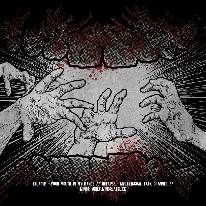 Relapse – Your Mouth In My Hands / Multilingual Talk Channel (7", Minor, 2019) Back Cover