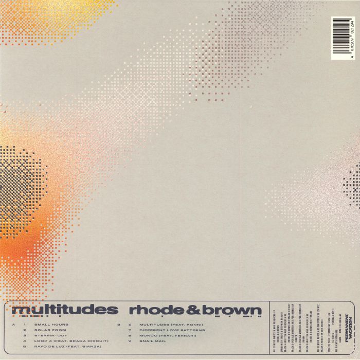 Rhode & Brown – Multitudes (LP, Permanent Vacation, 2026) Back Cover