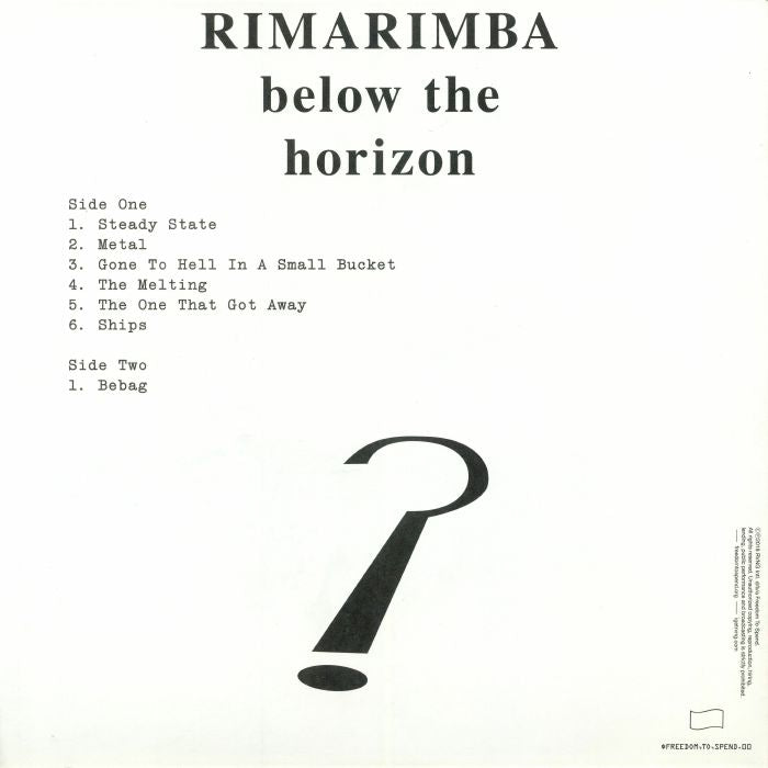 Rimarimba – Below The Horizon (LP, Freedom To Spend, 2018) Back Cover