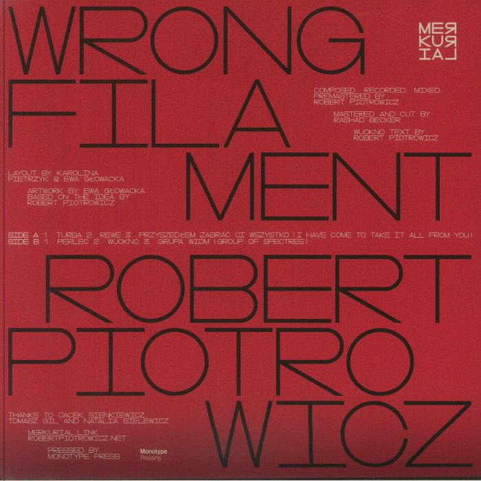 Robert Piotrowicz – Wrong Filament (LP, Merkurial, 2025) Back Cover