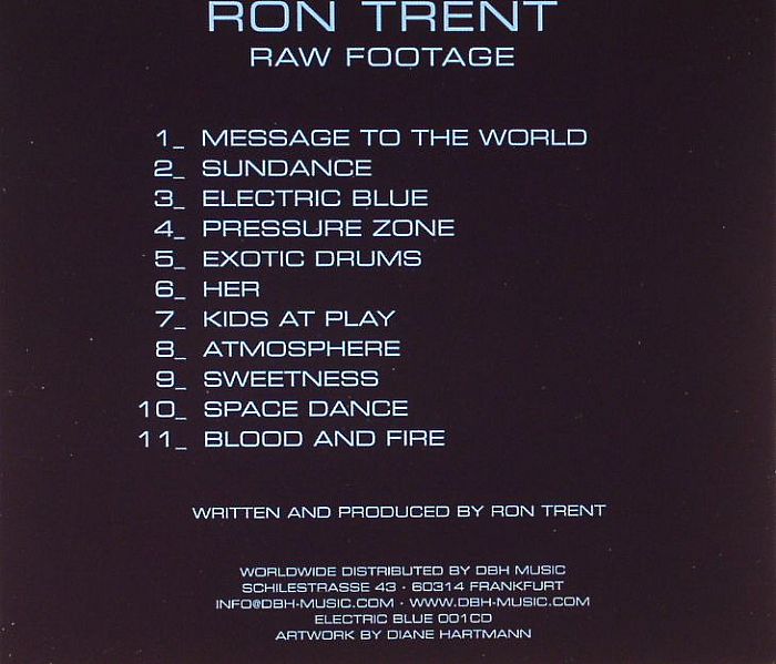 Ron Trent – Raw Footage (CD, Electric Blue, 2012) Back Cover