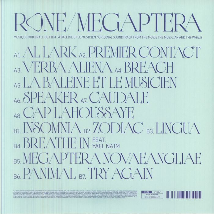 Rone – Megaptera (LP, clear in spot-varnished sleeve, Infine, 2026) Back Cover