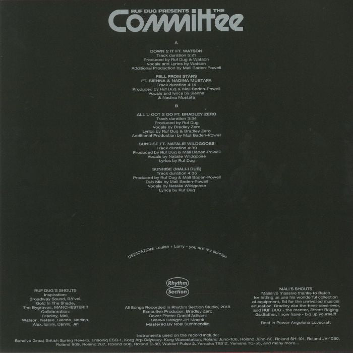 Ruf Dug – Ruf Dug presents The Committee (12", Rhythm Section International, 2019) Back Cover