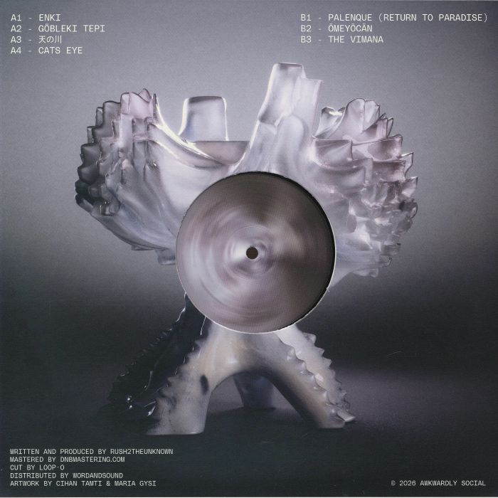 rush2theUnknown – Ancient / Future (12", Awkwardly Social, 2026) Back Cover