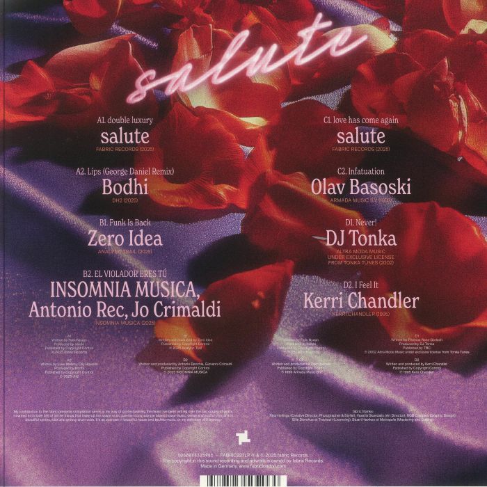 Salute – Fabric Presents Salute (LP, Fabric Records, 2025) Back Cover