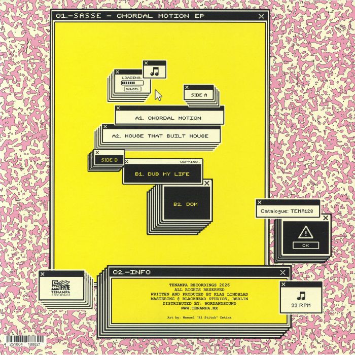 Sasse – Chordal Motion Ep (12", Tenampa Recordings, 2026) Back Cover