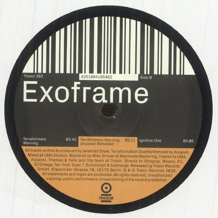 Shawescape Renegade – Exoframe (12", Tresor, 2026) Back Cover