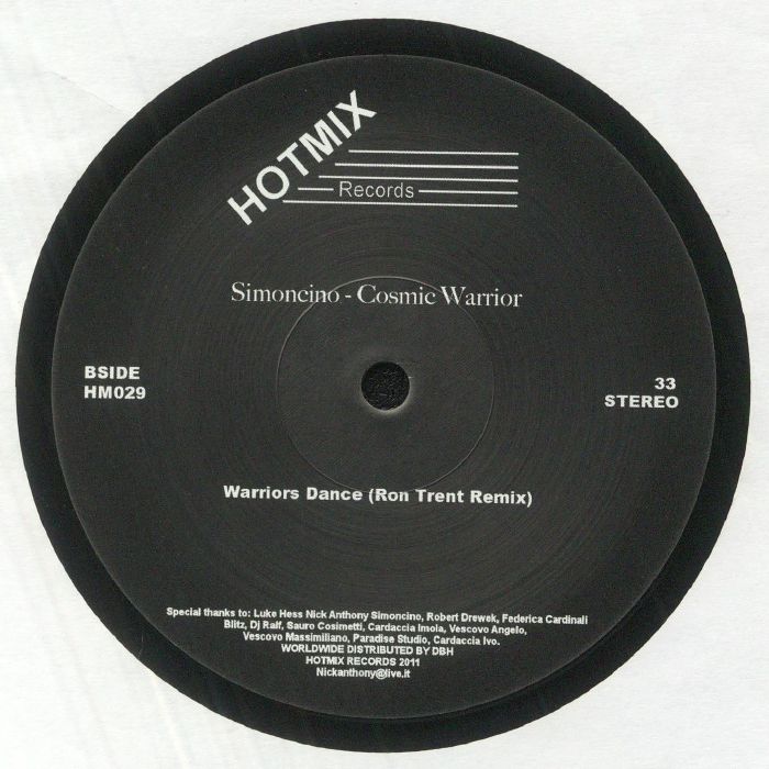 Simoncino – Cosmic Warrior (12", Blue, HotMix Records, 2026) Back Cover