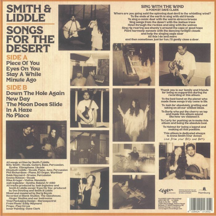 Smith & Liddle – Songs For The Desert (LP, Légère Recordings, 2025) back cover