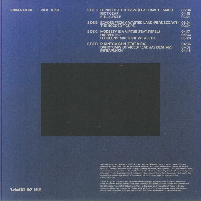 Sniper Mode – Riot Gear (2xLP, Turbo Recordings, 2025) Back Cover