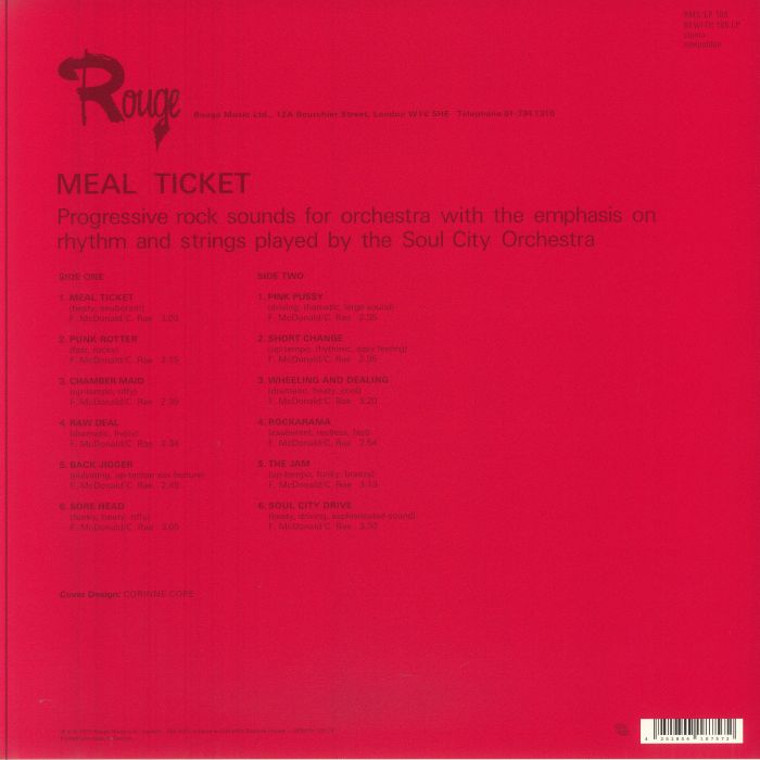 Soul City Orchestra – Meal Ticket (LP, Be With Records, 2025) Back Cover