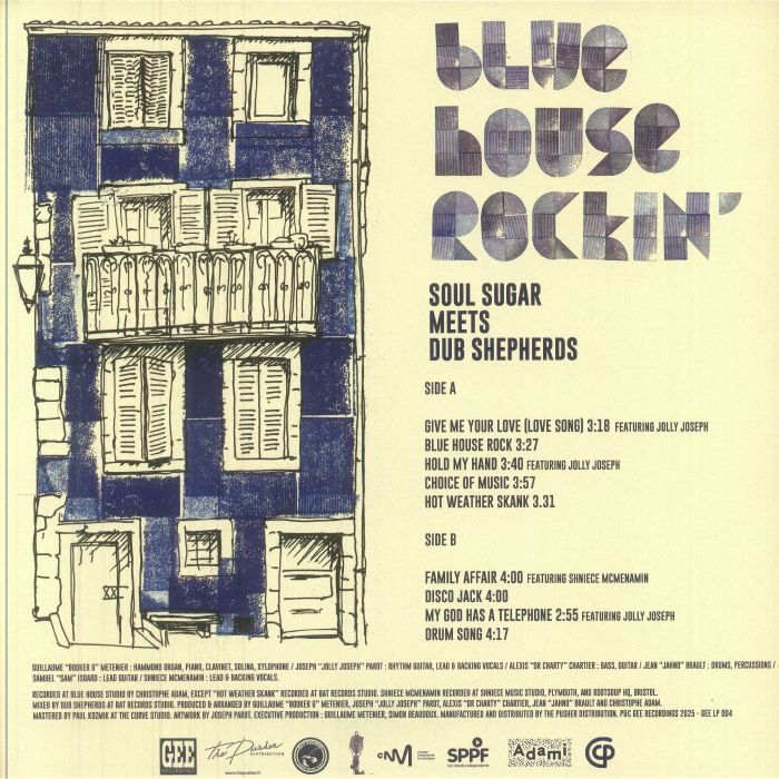 Soul Sugar Meets Dub Shepherds – Blue House Rockin' (LP, Gee Recordings, 2025) back cover
