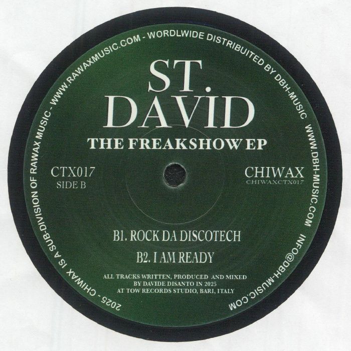 St. David – The Freakshow EP (12", Chiwax, 2026) Back Cover