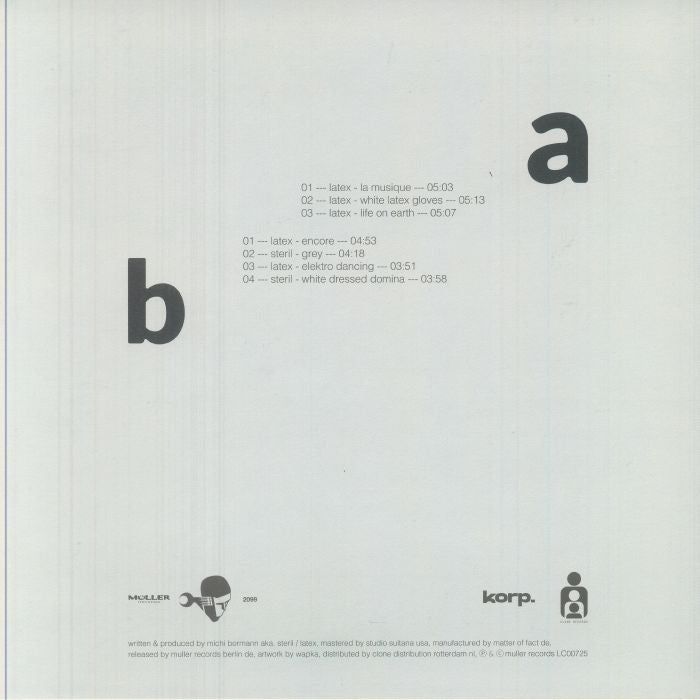 Steril , Latex – Essentiels (12", Müller Records, 2025) Back Cover
