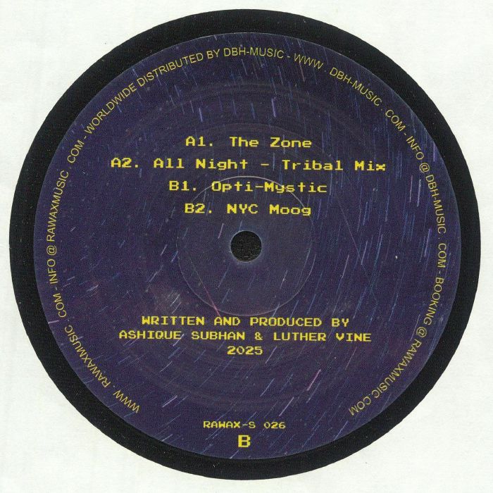 Subb-an & Luther Vine – All Night EP (12", Rawax, 2025) Back Cover
