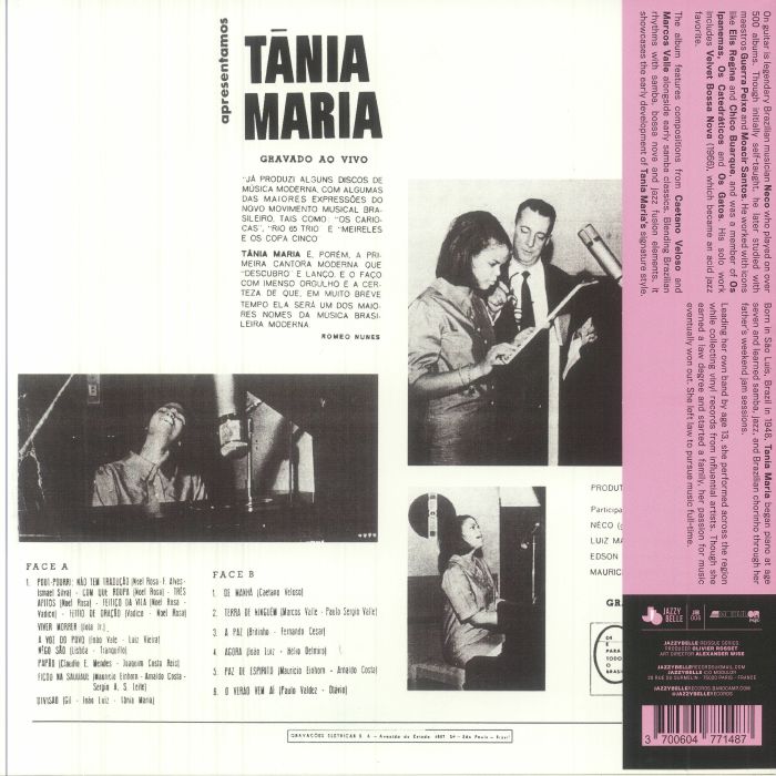 Tania Maria – Apresentamos (LP, Jazzybelle Records, 2025) Back Cover