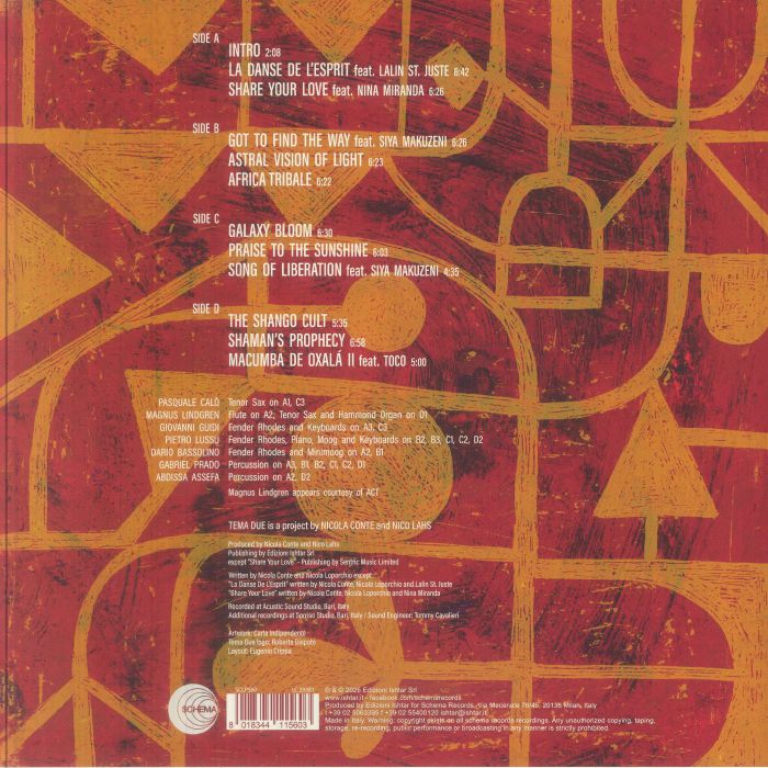 Tema Due , Nicola Conte & Nico Lahs – Universo Astratto (2xLP, Schema, 2026) Back Cover