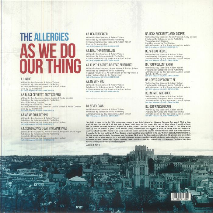 The Allergies – As We Do Our Thing (LP, blue, Jalapeno Records, 2025) Back Cover