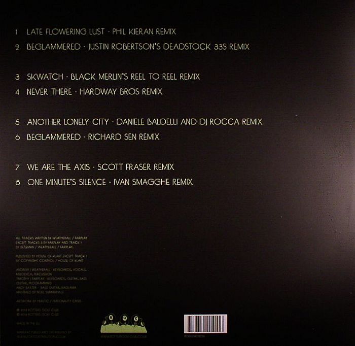 The Asphodells – Remixed (2xLP, Rotters Golf Club, 2025) back cover