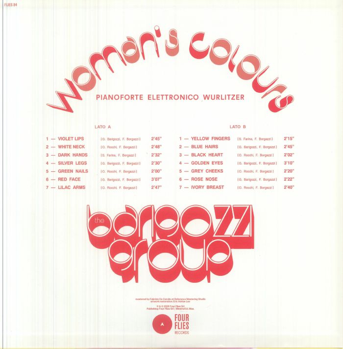Barigozzi Group – Woman's Colours (LP, Four Flies Records, 2026) Back Cover