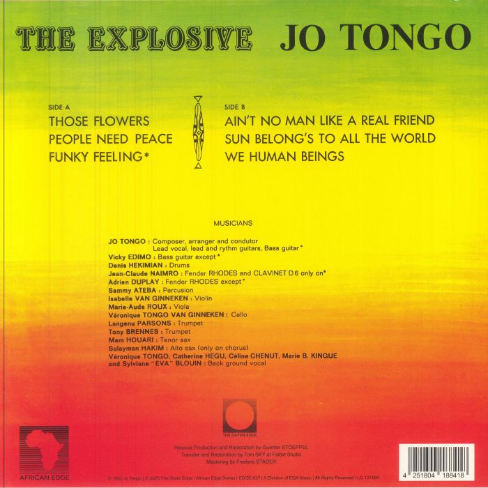 The Explosive Jo Tongo – Those Flowers (LP, The Outer Edge, 2025) Back Cover