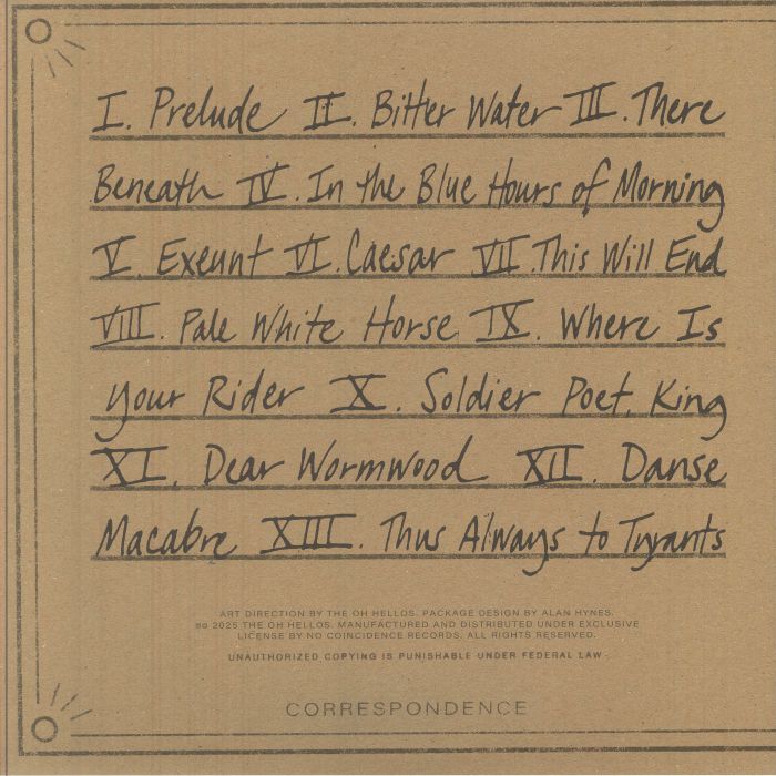 The Oh Hellos – Dear Wormwood (LP, Elektra, 2022) Back Cover