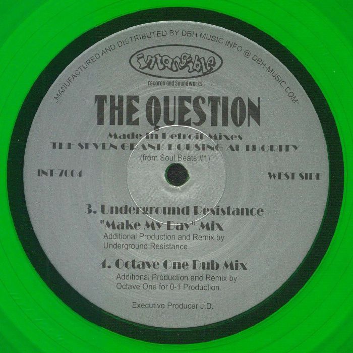 The Seven Grand Housing Authority – The Question (Made In Detroit Mixes) (12", Green Transparent, Intangible Records & Soundworks, 2024) Back Cover