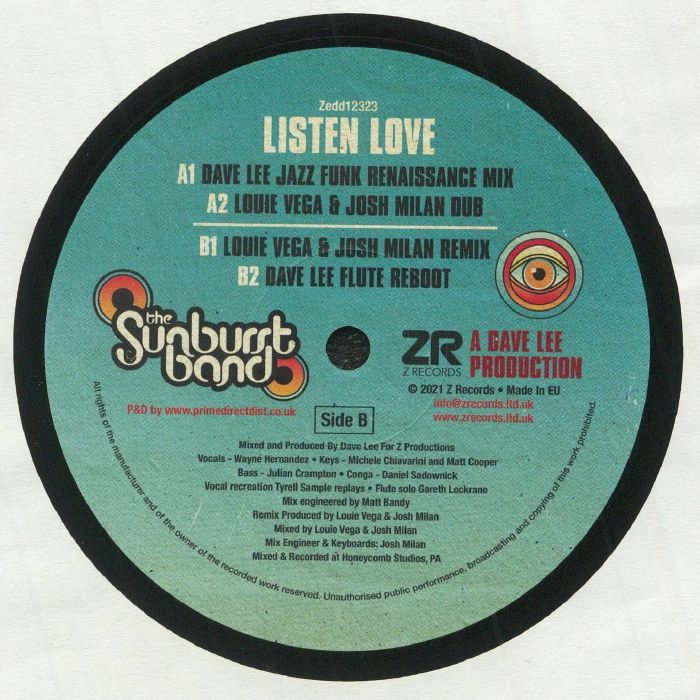 The Sunburst Band Feat. Wayne Hernandez – Listen Love EP (12", Z Records, 2021) Back Cover