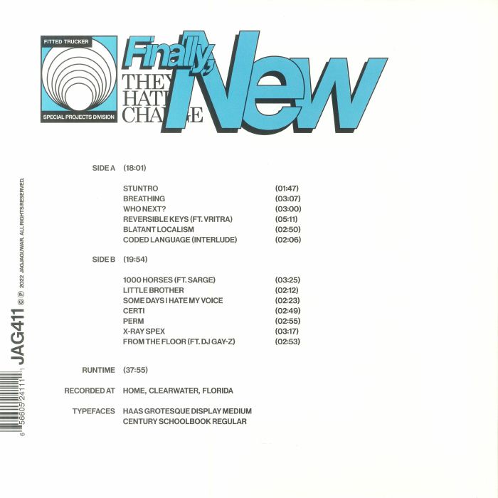 They Hate Change – Finally, New (LP, Coke Bottle Clear, Jagjaguwar, 2022) Back Cover