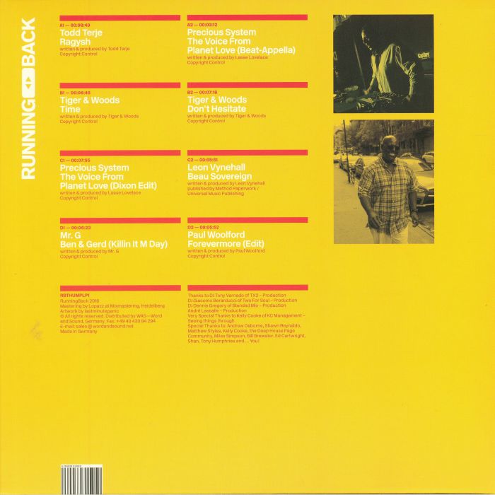 Tony Humphries – Running Back Mastermix (2x12", Running Back, 2017) Back Cover