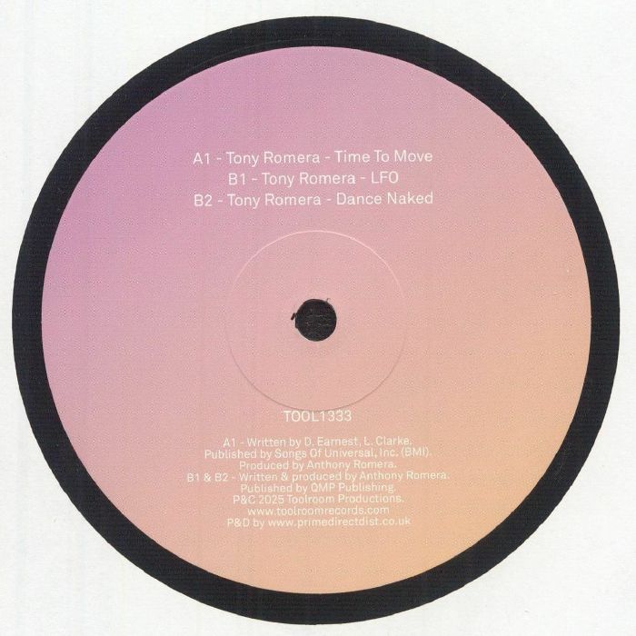 Tony Romera – Time To Move (12", Toolroom Records, 2025) Back Cover
