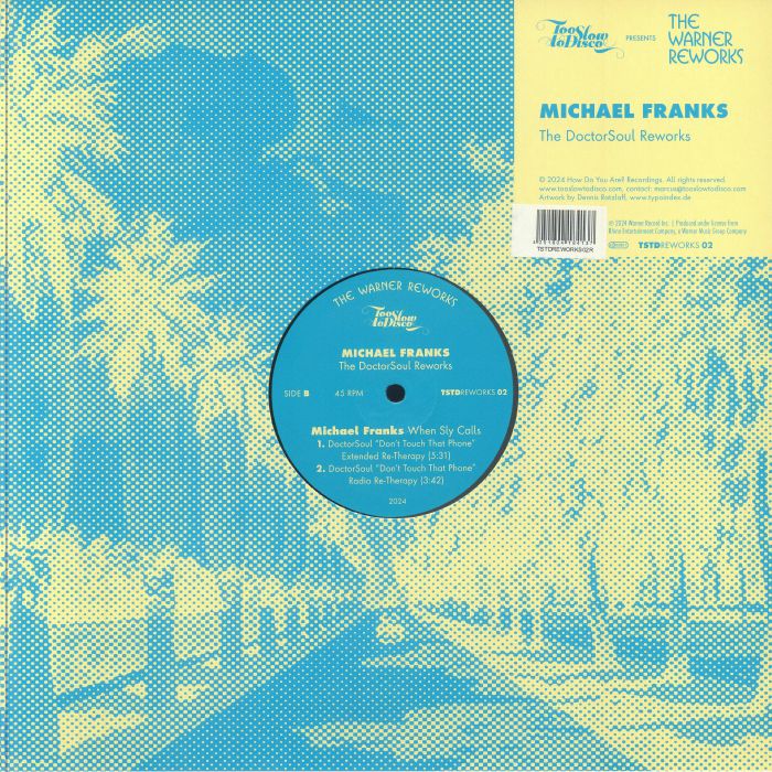 Michael Franks – The DoctorSoul Reworks (12", Too Slow To Disco, 2024) Back Cover