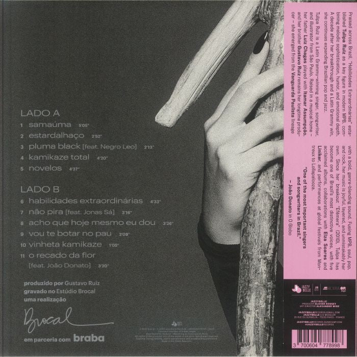 Tulipa Ruiz – Habilidades Extraordinárias (LP, Jazzybelle Records, 2026) Back Cover