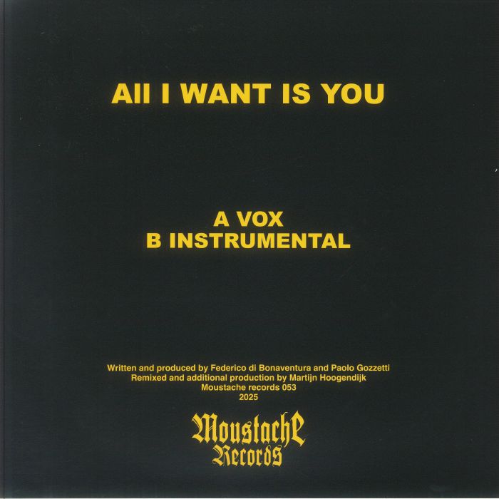 Tyrell Corporation Italoconnection – All I Want Is You (12", Moustache Records, 2025) Back Cover