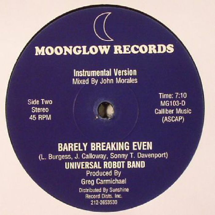 Universal Robot Band – Barely Breaking Even (12", Moonglow, Kinfine Records, 2025) back cover