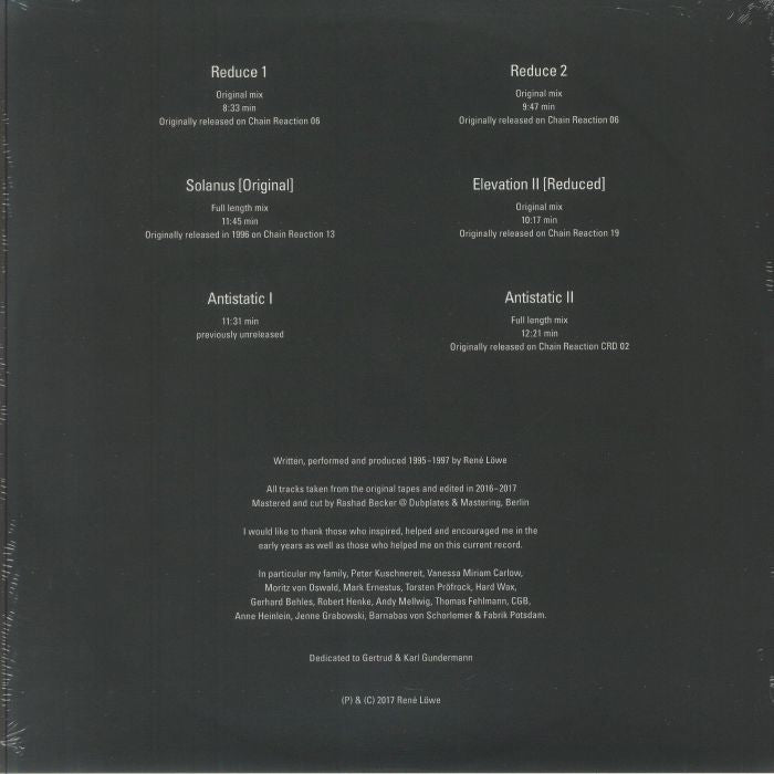 Vainqueur – Reductions 1995-1997 (3x12", Scion Versions, 2018) Back Cover